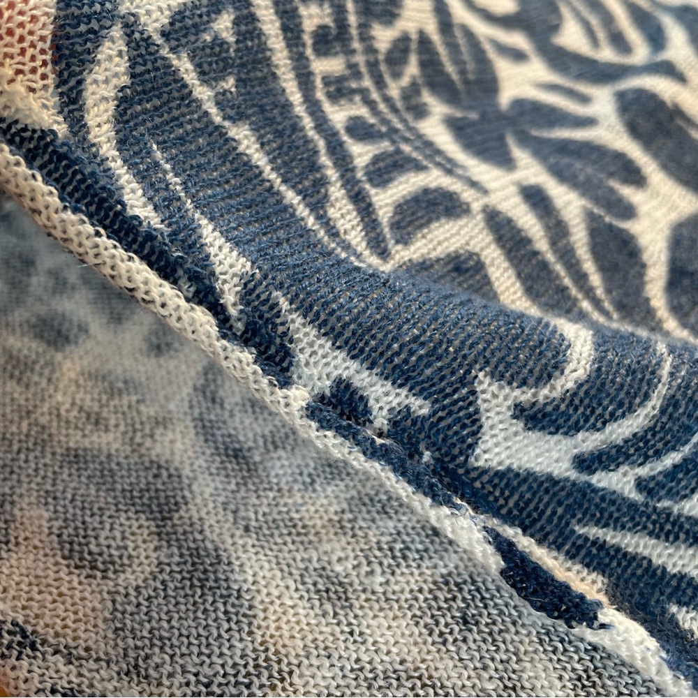 Sigrid Olsen 100% Linen Blue and White Floral Pullover Size 2X Coastal & Flowy - Picture 8 of 12